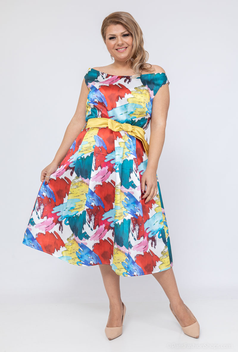 Wholesaler Afinity - Printed skater cocktail dress