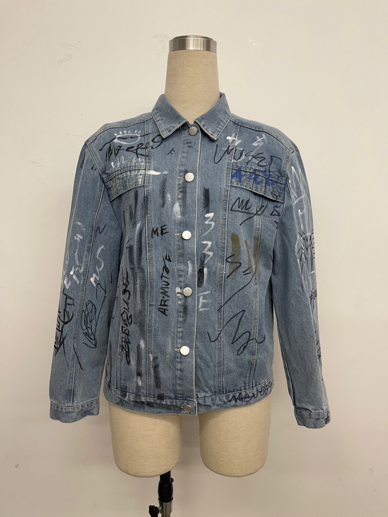 Grossiste Aikha - veste jeans avec écriture