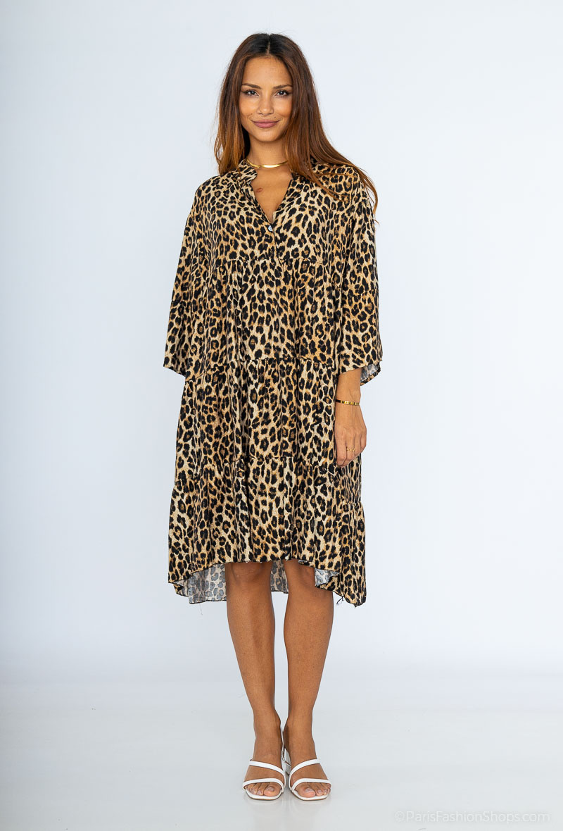 Mayorista AISABELLE - Túnica manga 3/4 con estampado de leopardo