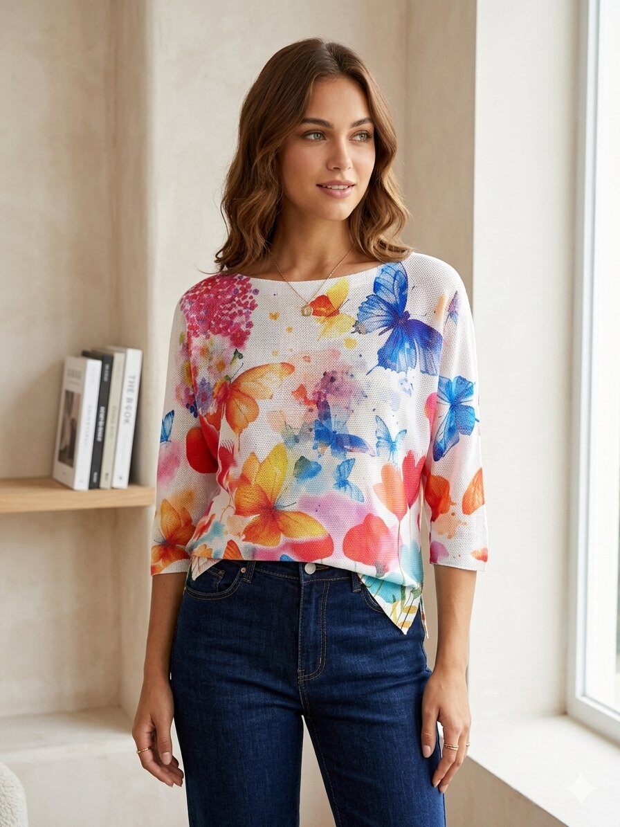 Wholesaler ALEX FASHION - Butterfly Flight Pattern Top