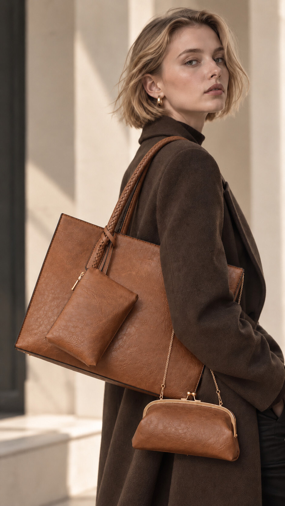 Grossista Alexia - Borsa Set 4 Pezzi Borsa Tote con Pochette
