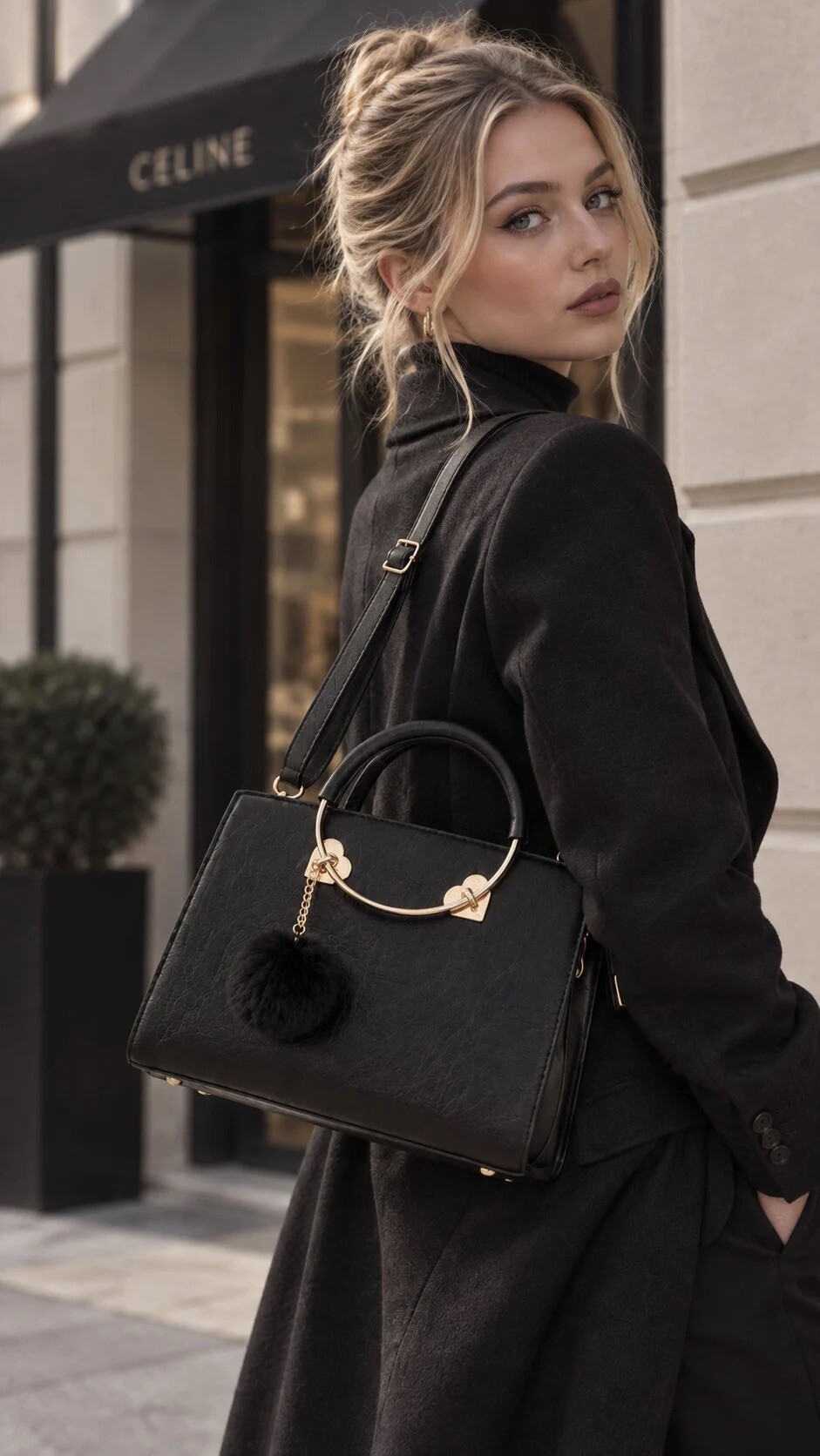 Wholesaler Alexia - Women's handbag with pom-poms