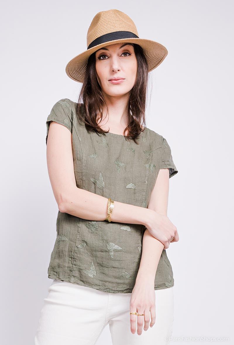 Wholesaler Alice.M - Embroidered linen blouse
