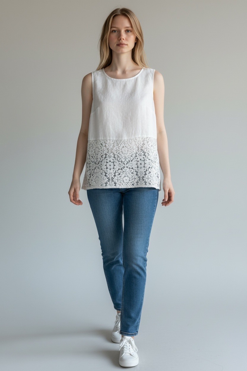 Grossista Alice.M - TOP IN PIZZO SENZA MANICHE