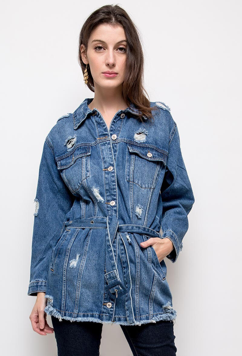 Grossiste Alina - Veste déchirée en jean