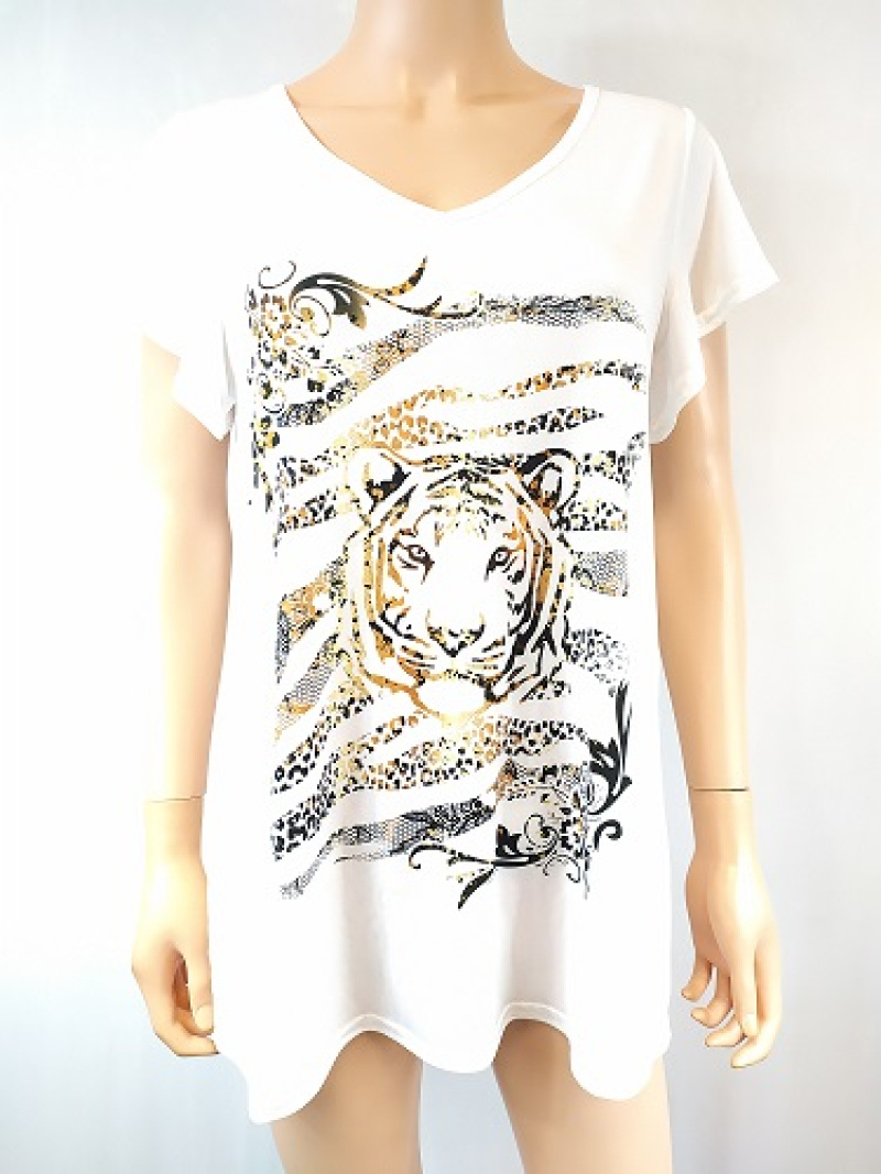 Wholesaler Alison B. Paris - Top col V manche courte imprimé fabrication française femme Grande taille