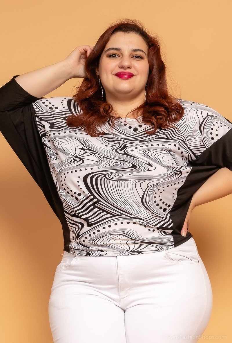 Wholesaler Alison B. Paris - Haut manches 3/4 motif abstrait fabriqué en France
