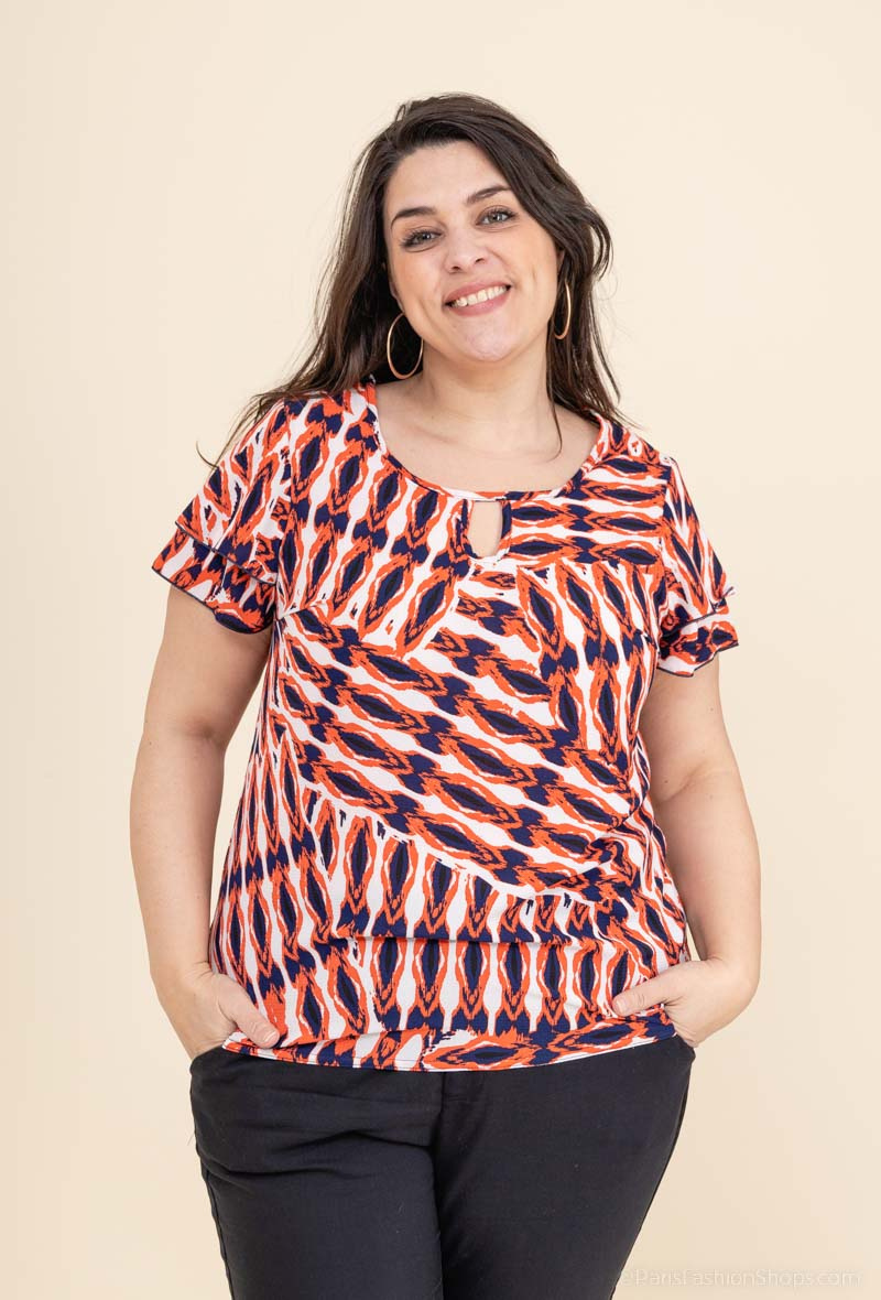 Wholesaler Alison B. Paris - Top manches volantes imprimé ALISON B. PARIS fabrication française