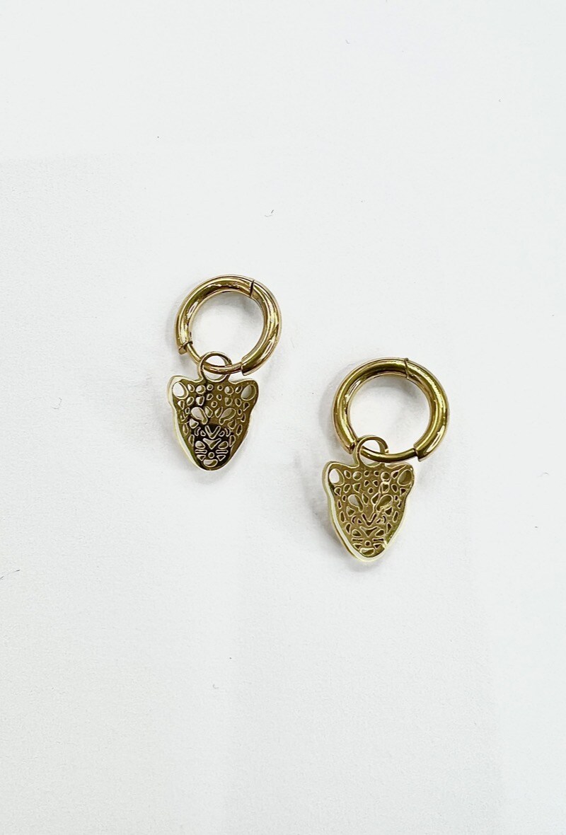 Wholesaler Aliya Bijoux - Mini leopard hoop earring