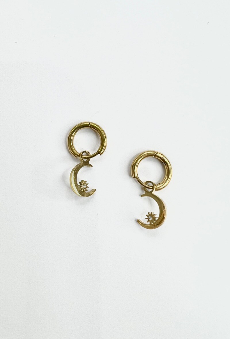 Mayorista Aliya Bijoux - Pendientes aro mini estrella luna