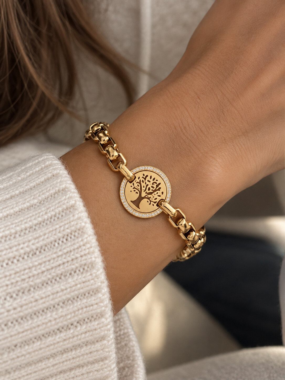 Mayorista Aliya Bijoux - Pulsera de árbol con strass.