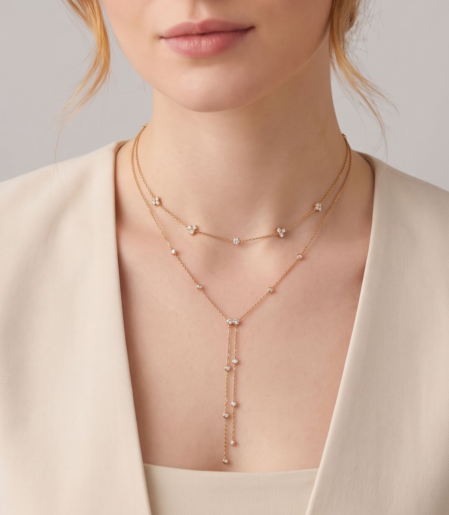 Grossiste Aliya Bijoux - Collier Y avec des strass