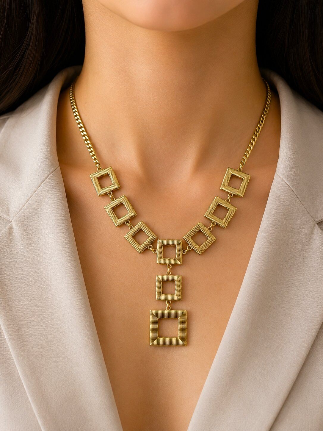 Grossista Aliya Bijoux - Collana a Y con motivo quadrato