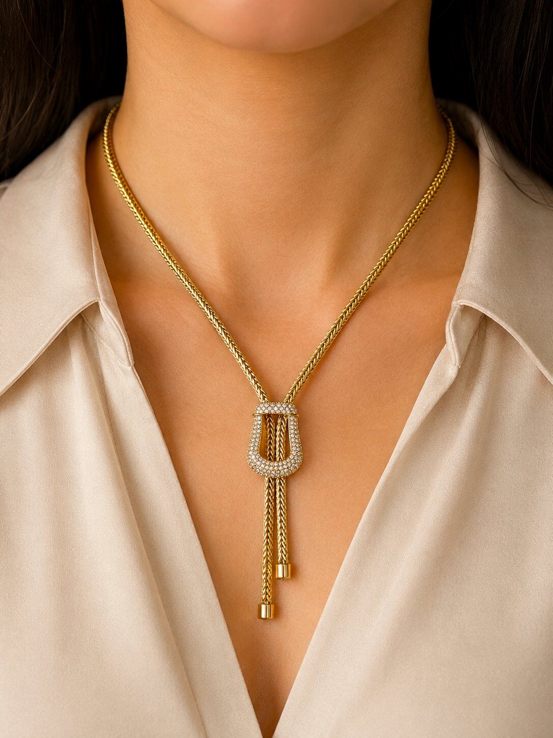 Grossiste Aliya Bijoux - Collier Y motif ceinture oriental avec des strass