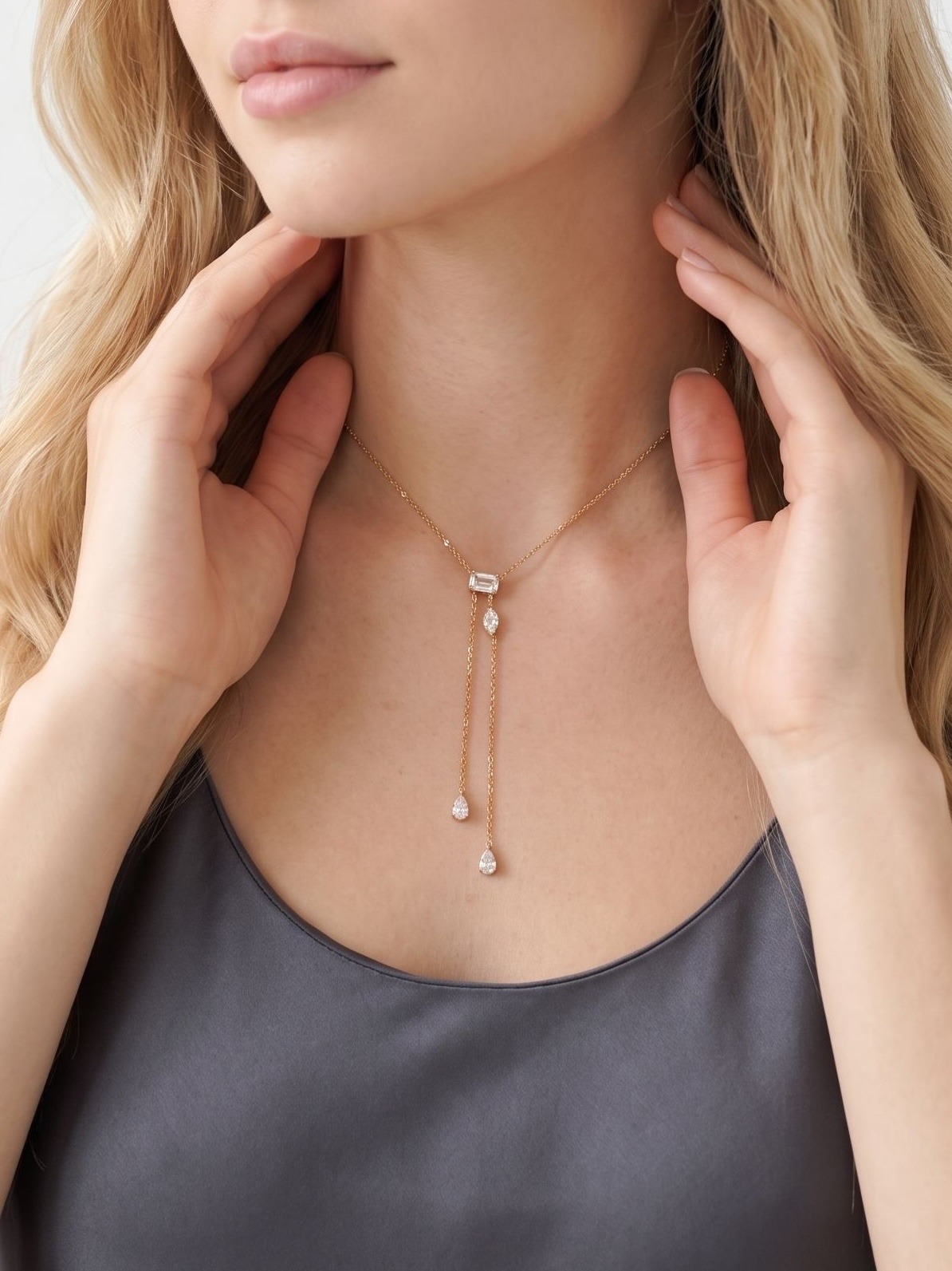 Grossiste Aliya Bijoux - Collier Y avec des strass