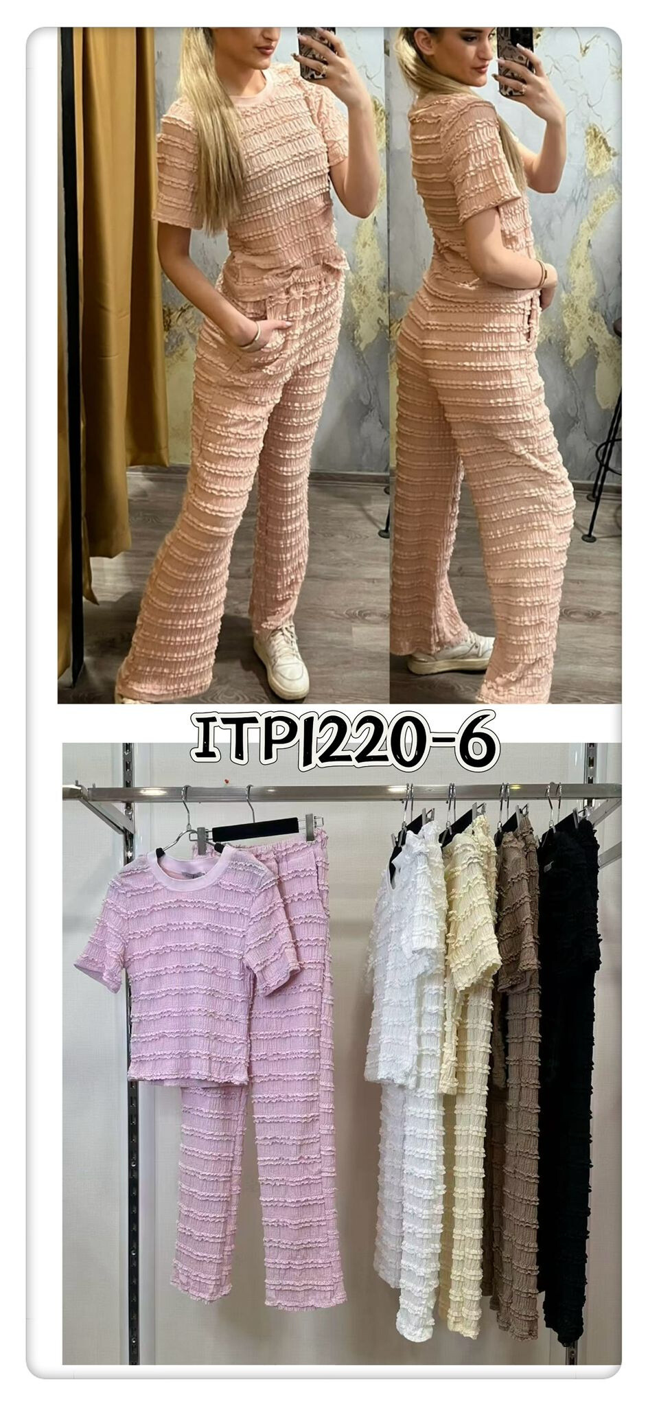 Discover our ENSEMBLES, ideal for the Spring/Summer 2025 season. Refined composition in cotton (65%) and polyester (35%), perfect for her.