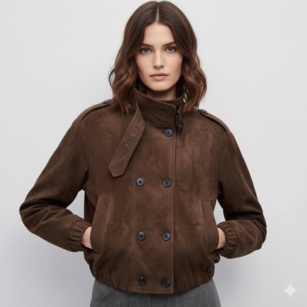 JV86039, fibre polyester, doublure acrylique, idéale pour cocktails d'hiver, fabriquée en Chine, collection Automne/Hiver 2025/2026.