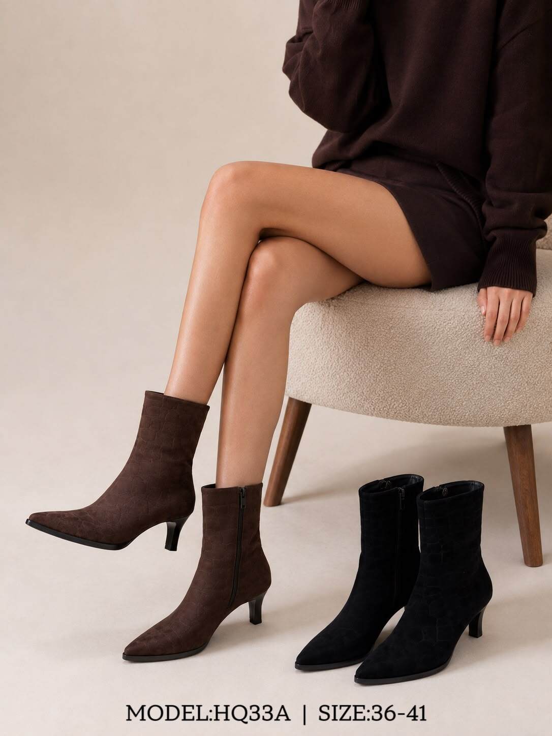 Großhändler ALTAMODA SHOES - Damen-Stiefeletten aus Wildleder mit Stiletto-Absatz