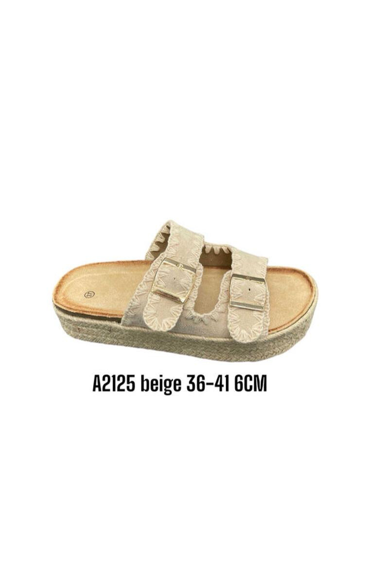 Grossista ALTAMODA SHOES - Pantofole con zeppa in corda di canapa ricamata con doppia cinghia