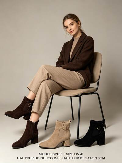 Großhändler ALTAMODA SHOES - Damen-Wildlederstiefeletten Großhändler ALTAMODA SHOES - Damen-Wildlederstiefeletten