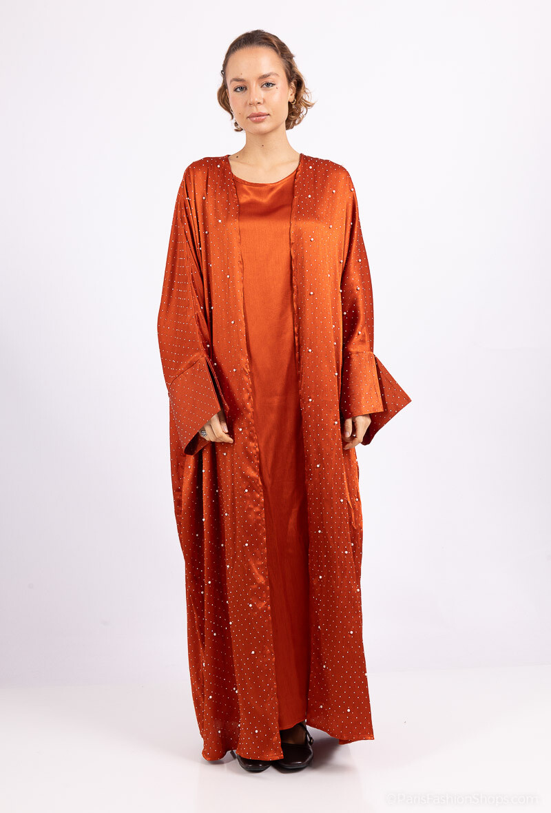 Grossista ALYA - Abaya con strass e perle - Scintillante e Leggerezza