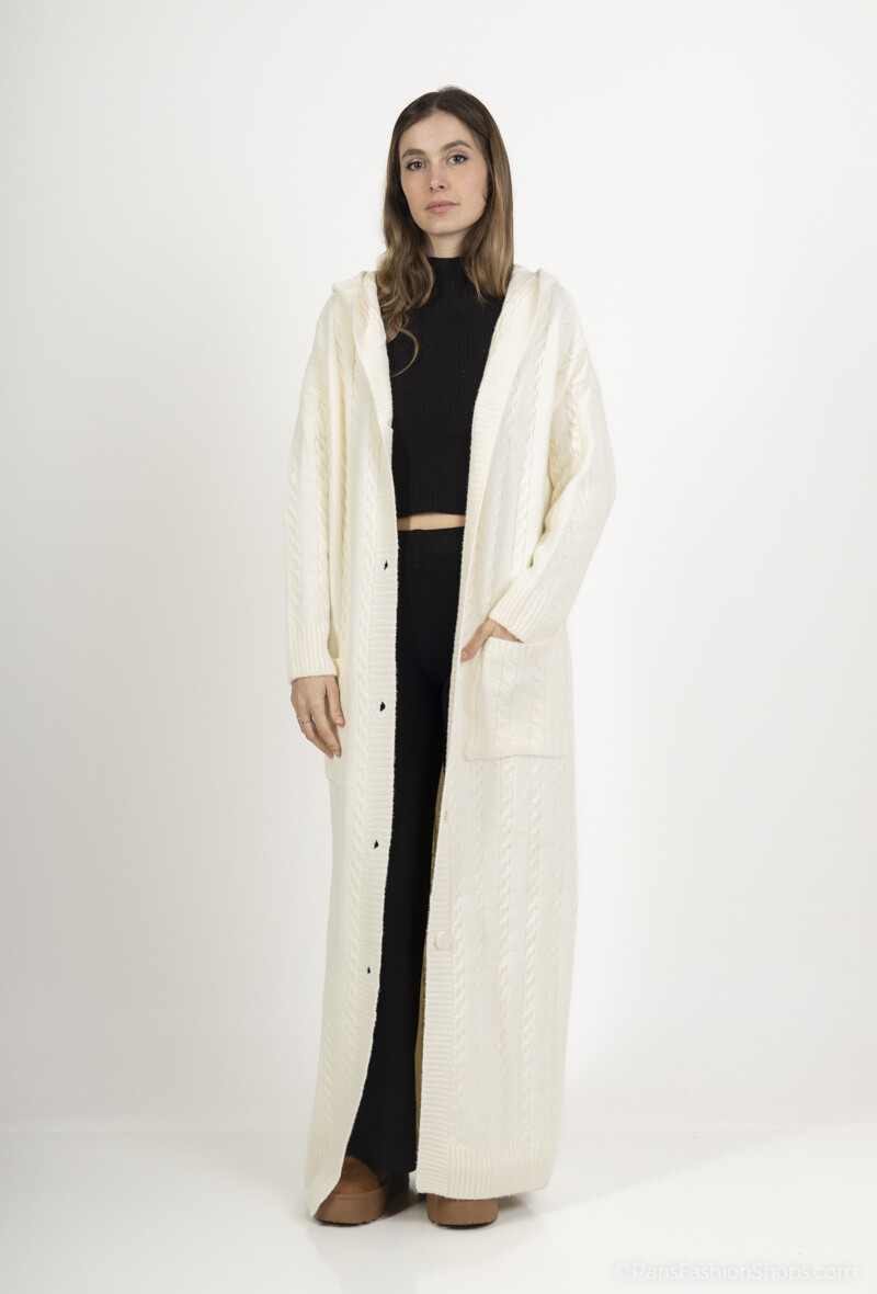 Grossista ALYA - Cardigan con Bottoni Lunghi e Cappuccio