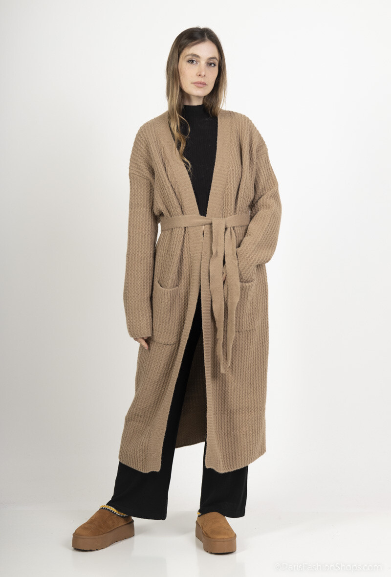 Grossista ALYA - Cardigan in grossa maglia con cintura