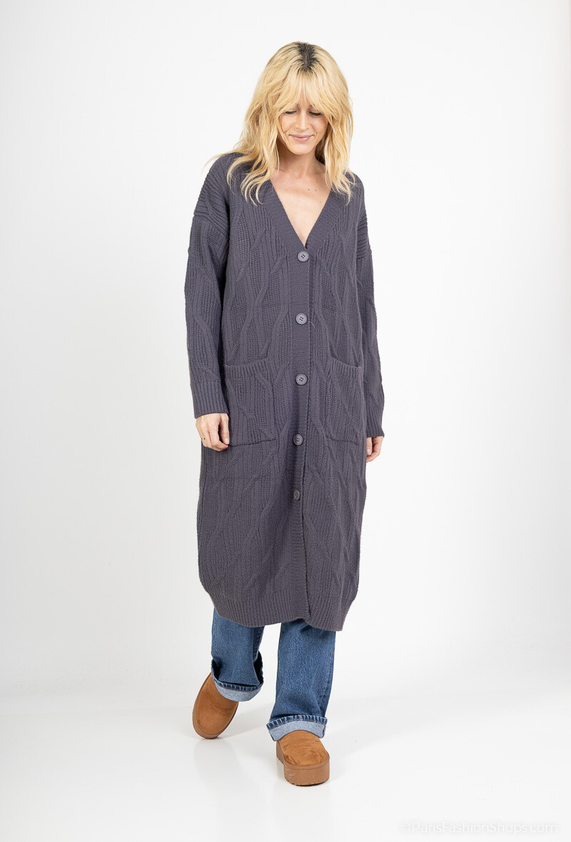 Grossista ALYA - Cardigan in maglia grossa di lunghezza media: eleganza e comfort