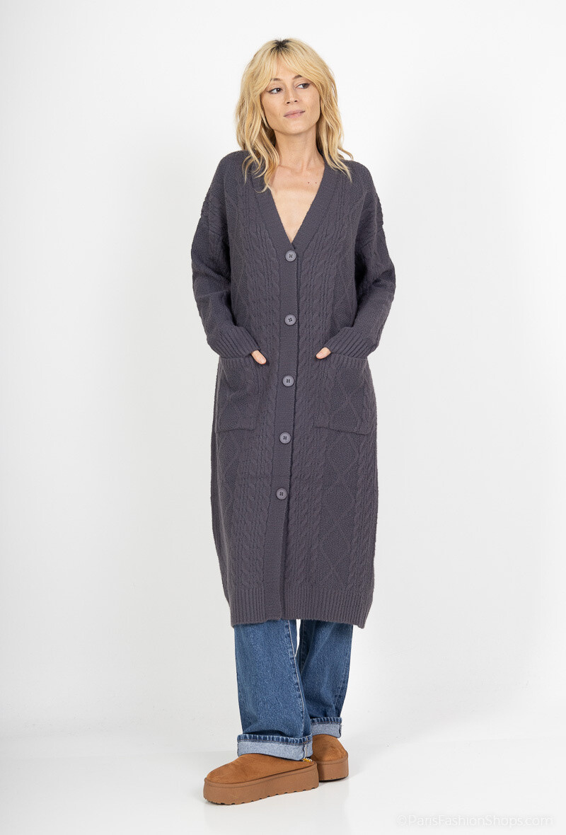 Grossista ALYA - Cardigan corto in grossa maglia - Eleganza al caldo !