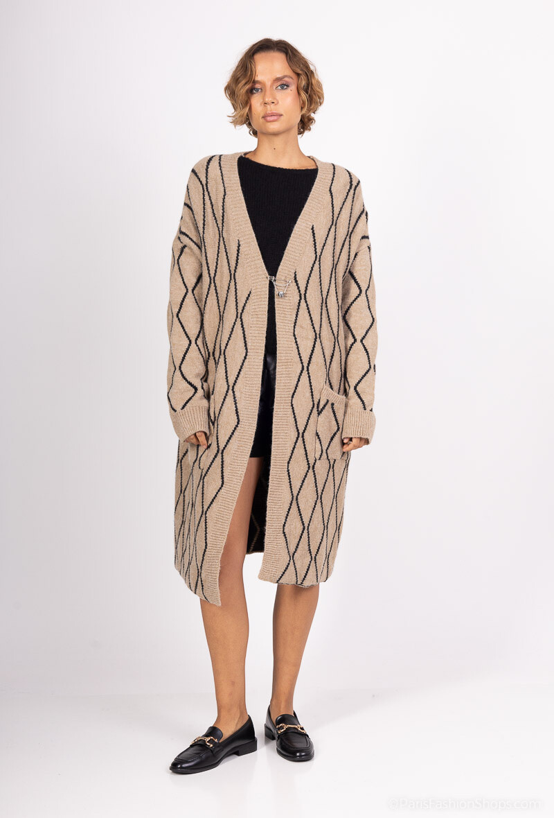 Grossista ALYA - Cardigan Con Stampa Geometrica