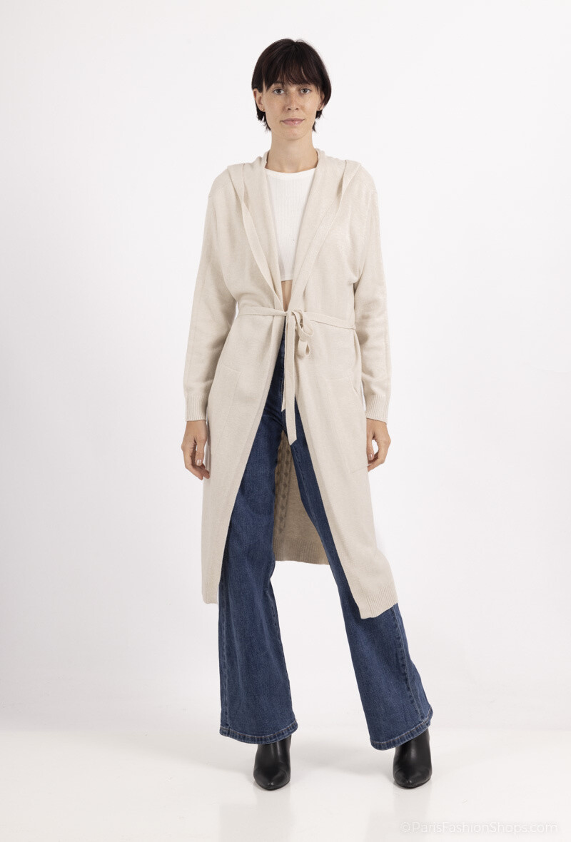 Grossista ALYA - Gilet con cappuccio e cintura elegante