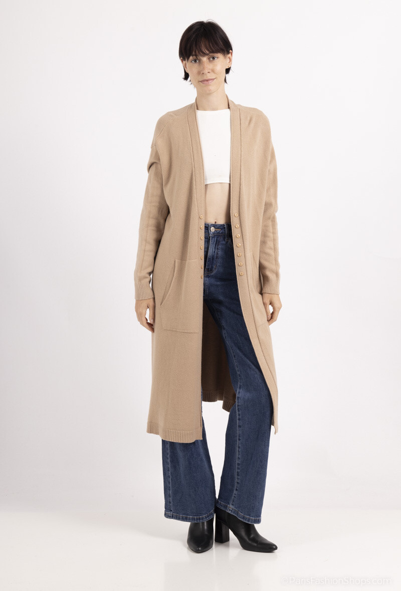 Grossista ALYA - Gilet lungo con bottoni eleganti