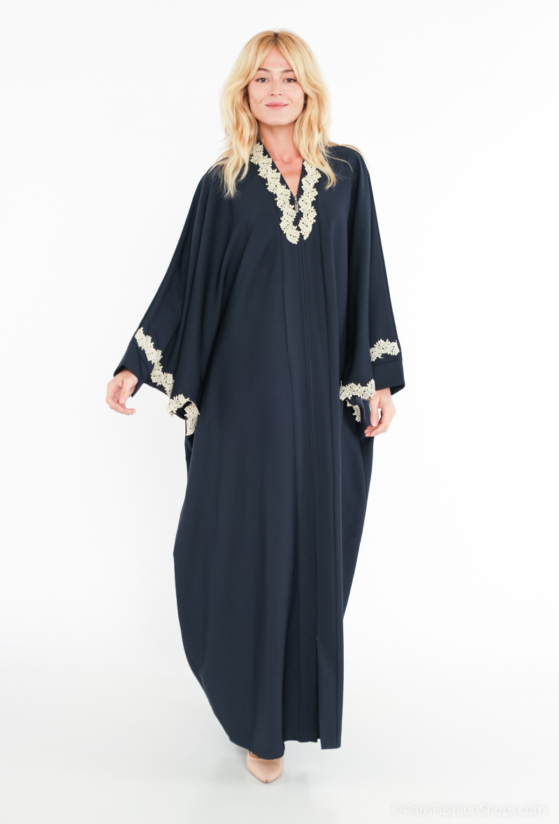 Wholesaler ALYRA - ABAYA - Abaya dress with golden band embroidery, with zipper.