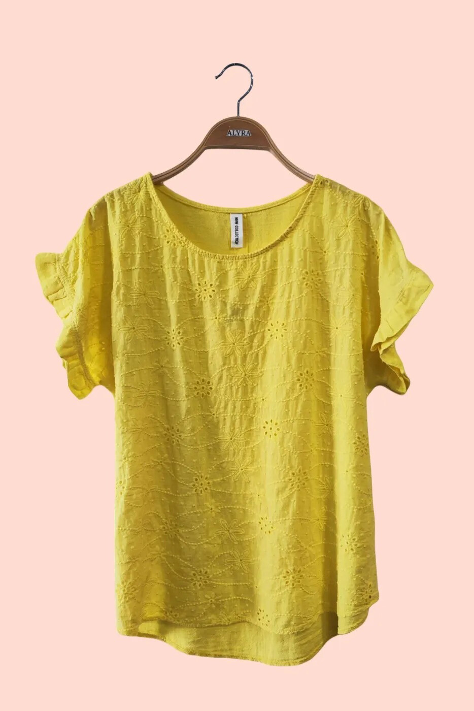 Wholesaler Alyra - Women's embroidered cotton blouse with back buttons