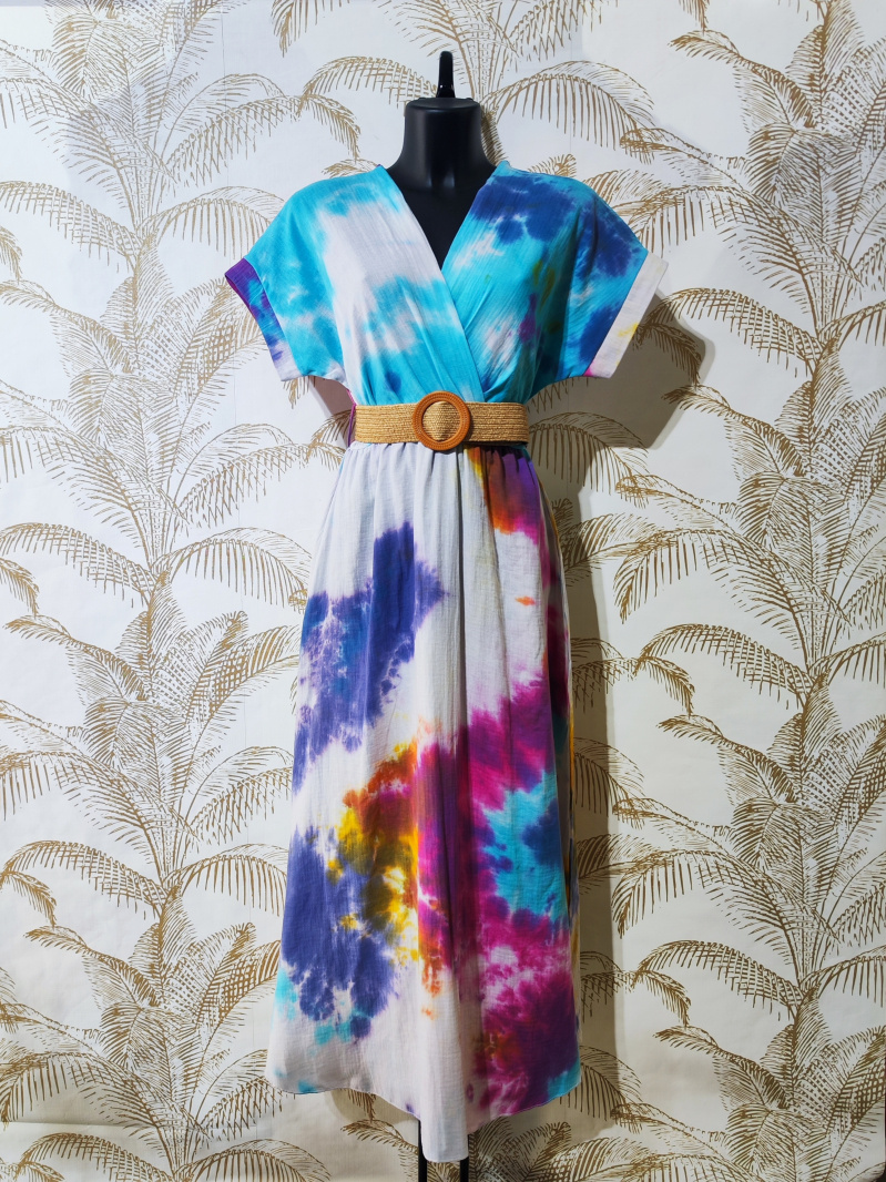 Wholesaler Alyra - Long trapeze dress in cotton gauze