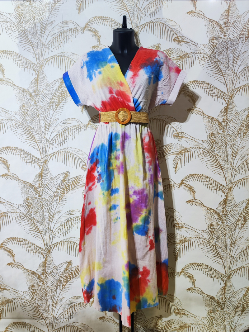 Wholesaler Alyra - Long trapeze dress in cotton gauze