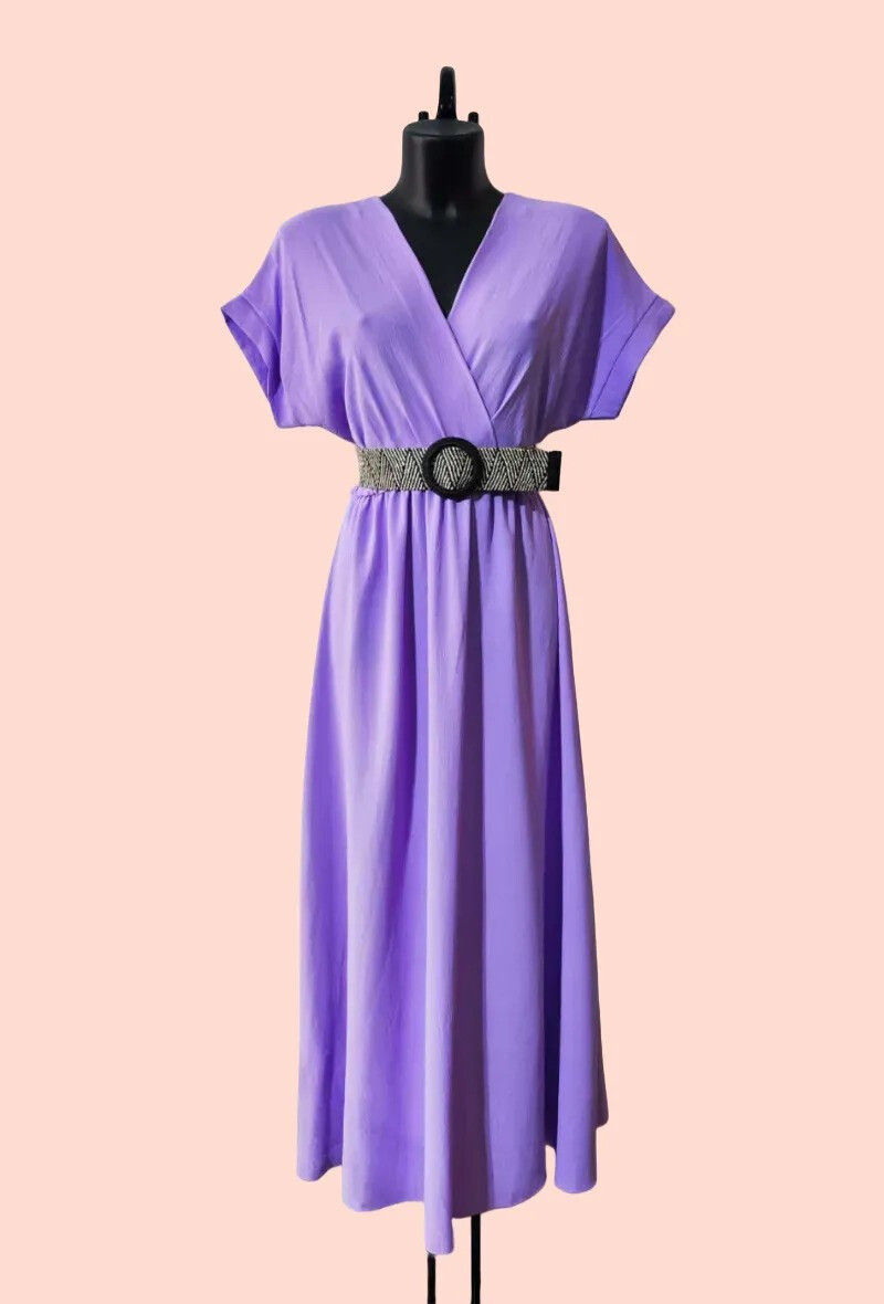 Wholesaler Alyra - Long trapeze dress sold with the belt.