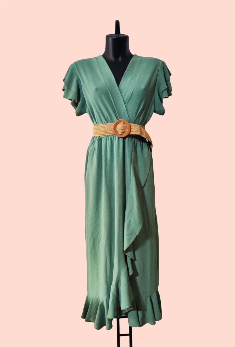 Wholesaler Alyra - Long dress with gold effect ruffles