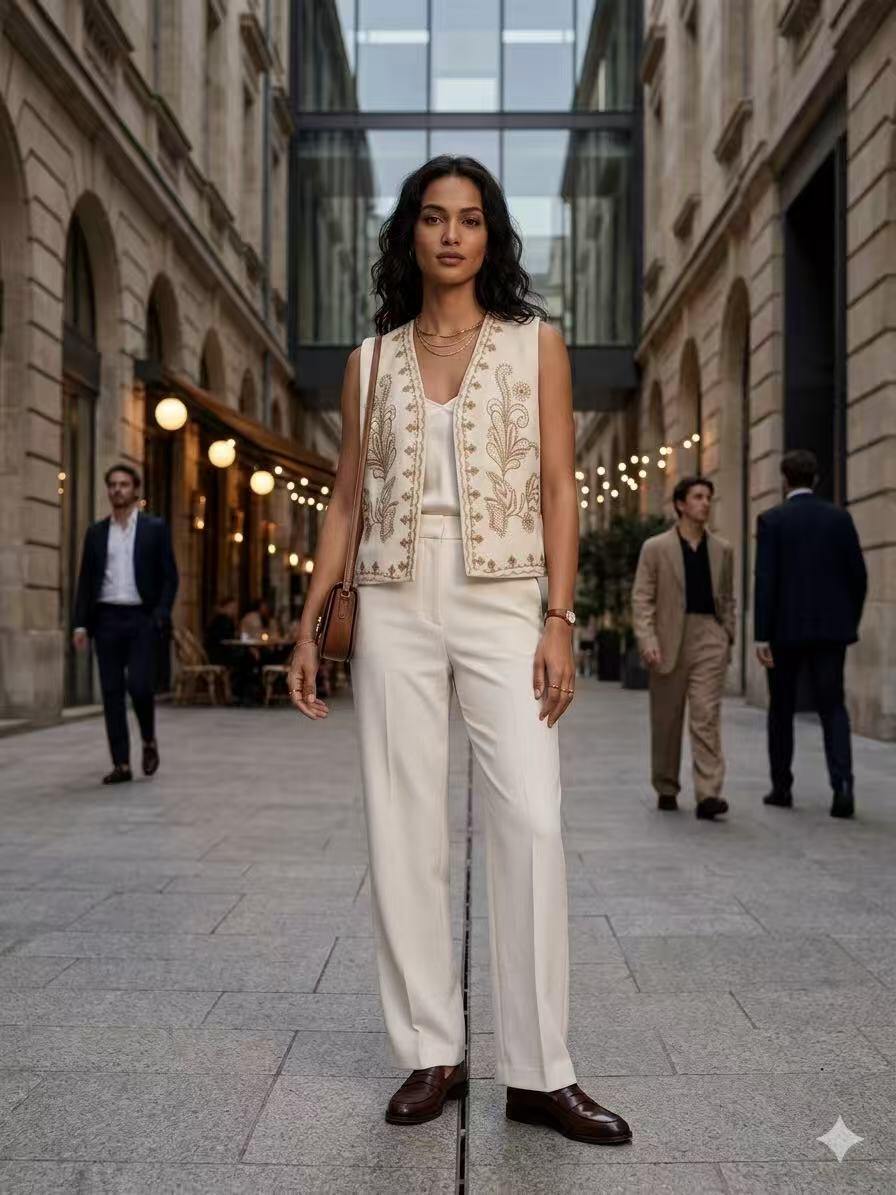 Wholesaler ALYSSA srl - SUEDE EMBROIDERED VEST