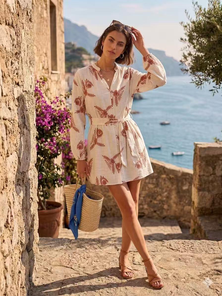 Wholesaler ALYSSA srl - WOMEN'S SHORT EMBROIDERED DRESS WITH SHORT SLEEVES