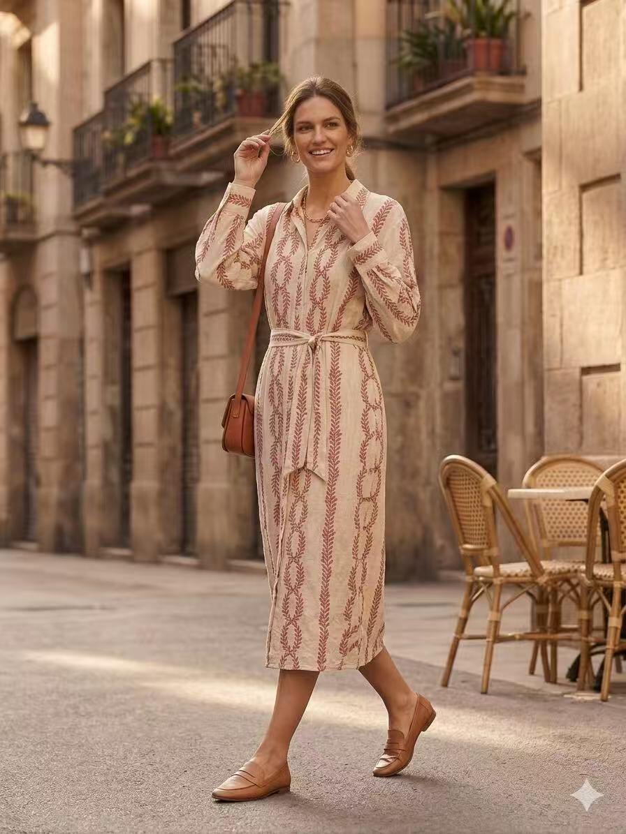 Wholesaler ALYSSA srl - WOMEN'S LONG-SLEEVE EMBROIDERED DRESS