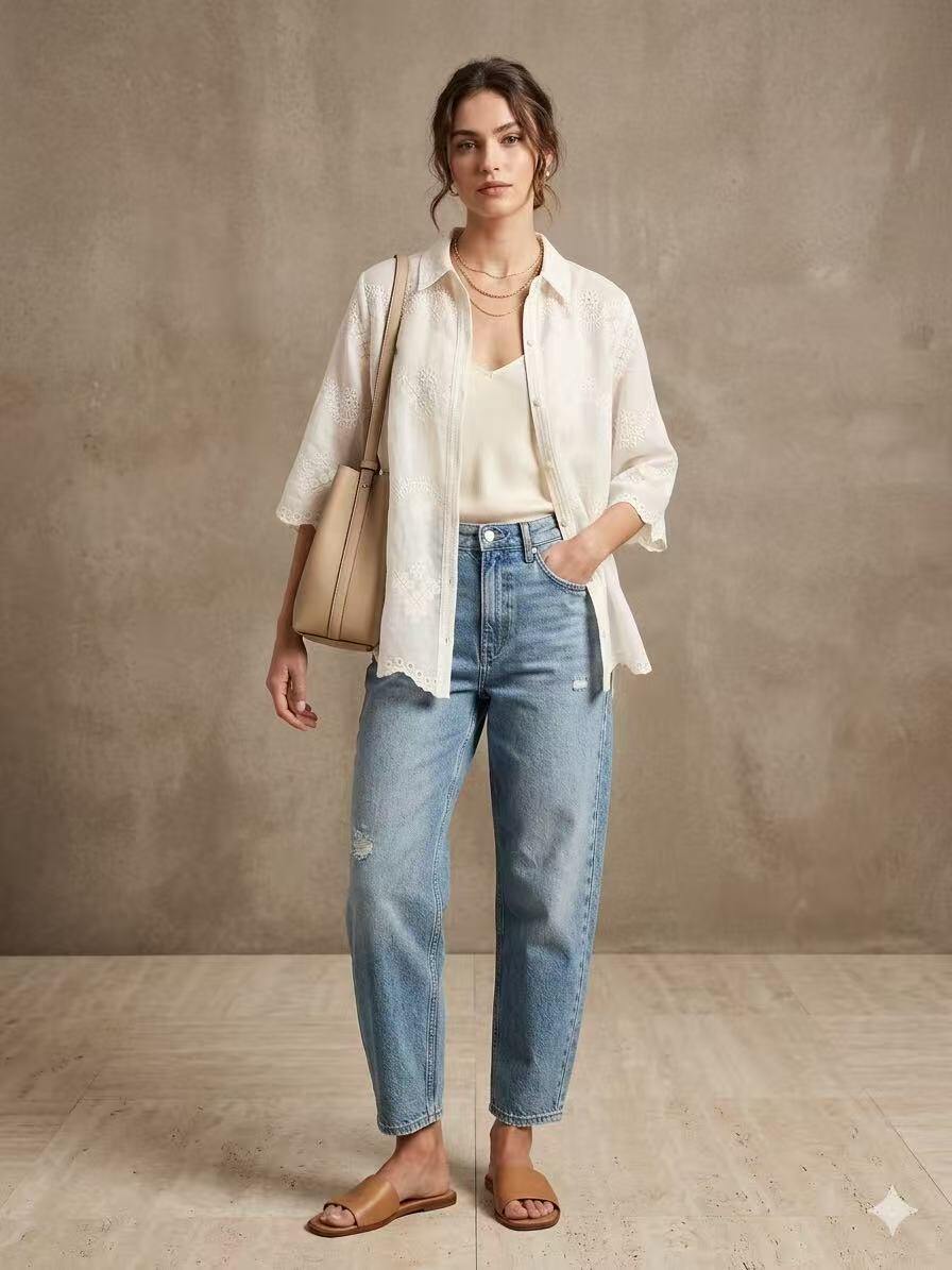 Wholesaler ALYSSA srl - CLASSIC EMBROIDERED WOMEN'S SHIRT