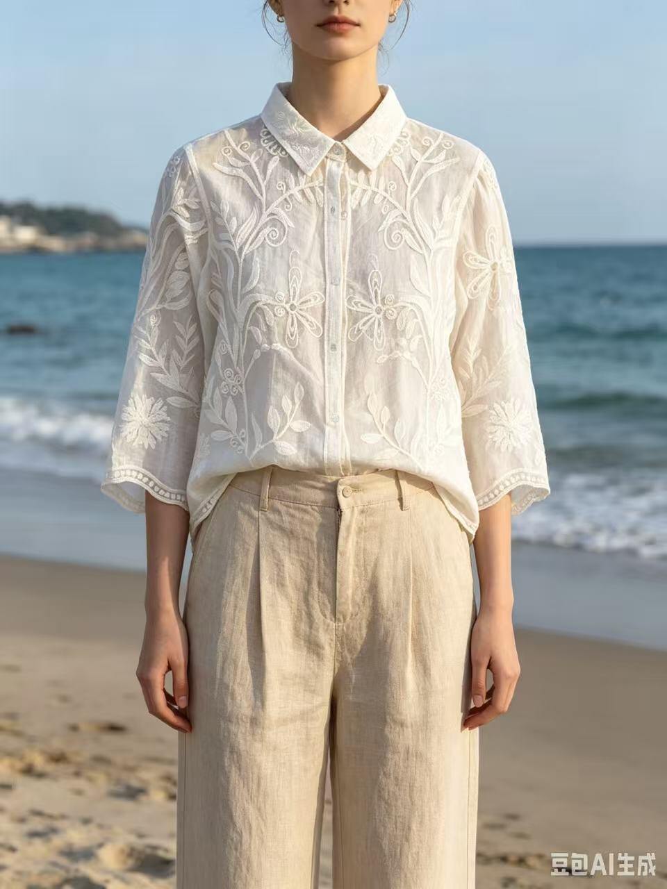 Mayorista ALYSSA srl - BLUSA DE MUJER CON MANGAS TRES CUARTOS BORDADAS