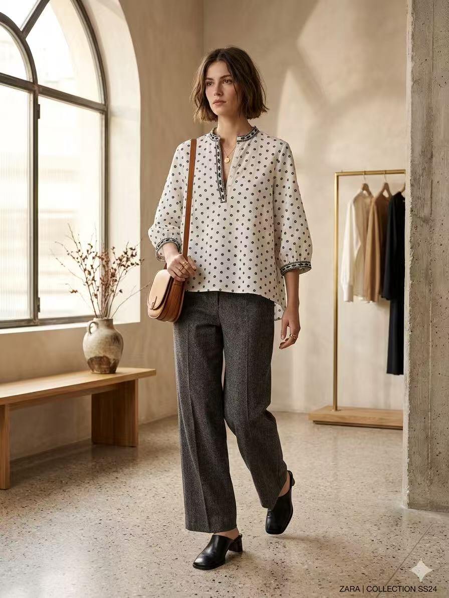 Mayorista ALYSSA srl - CAMISA CLÁSICA BORDADA CON MANGAS TRES CUARTOS