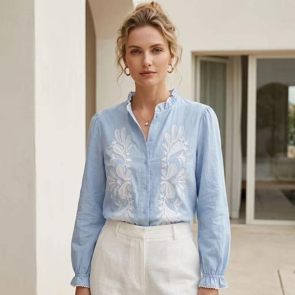 Wholesaler ALYSSA srl - EMBROIDERED LONG SLEEVE SHIRT