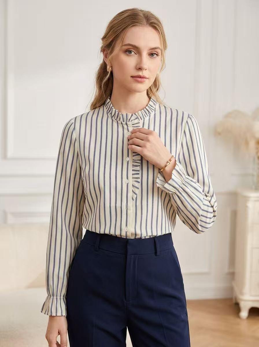 Wholesaler ALYSSA srl - LONG-SLEEVED RIBBED STRIPED SHIRT