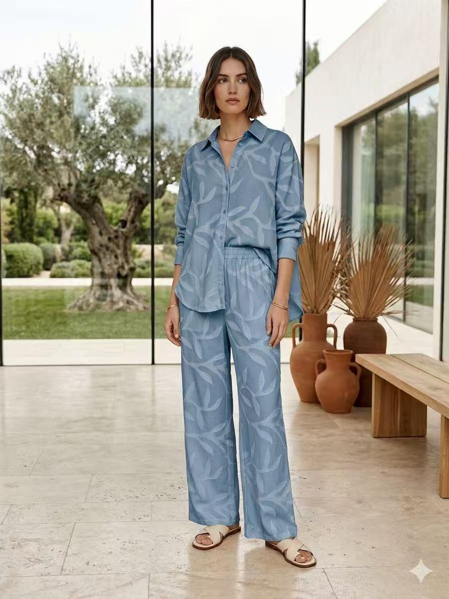 Wholesaler ALYSSA srl - EMBROIDERED LONG-SLEEVE WOMEN'S SET