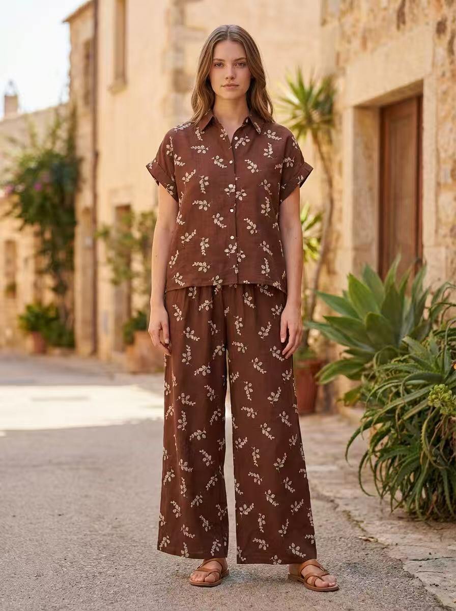 Wholesaler ALYSSA srl - CLASSIC WOMEN'S SHORT-SLEEVE SET WITH PRINT