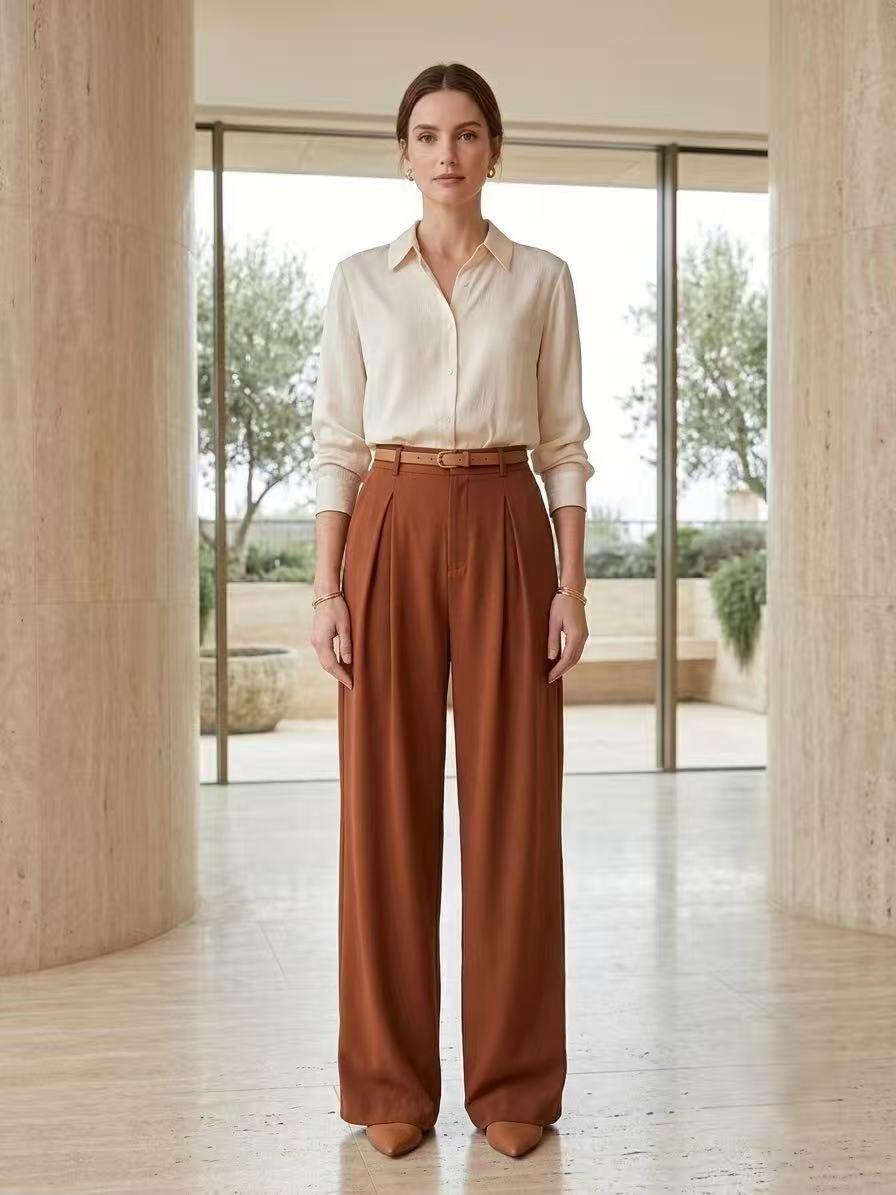 Wholesaler ALYSSA srl - SOLID COLOR WIDE-LEG PANTS