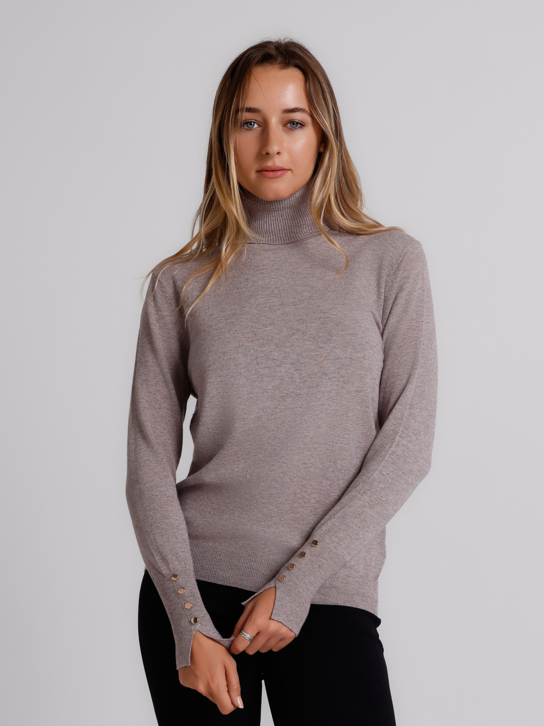 Wholesaler ALYSSA srl - CLASSIC HIGH-NECK SWEATER WITH BUTTONS